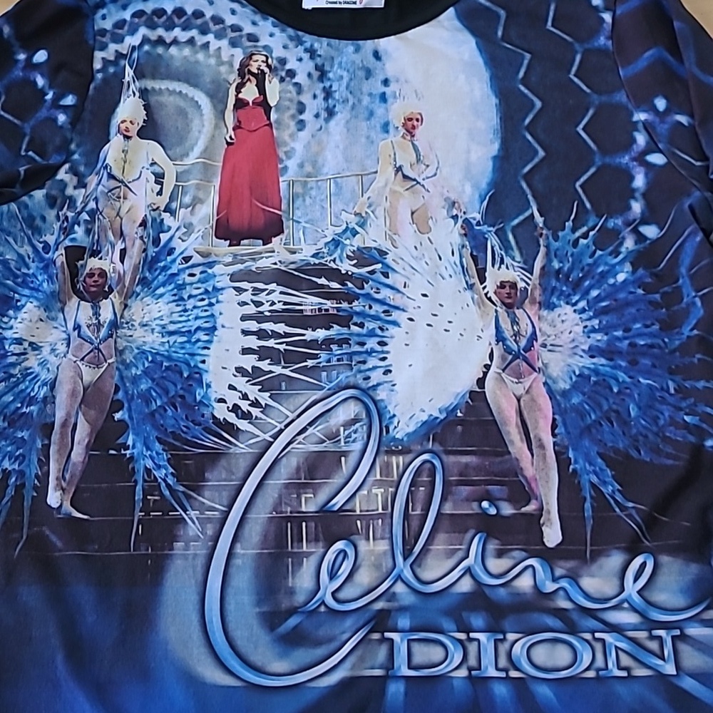 Celine Dion A New Day All Over Graphic Shirt Top Caesars Palace RARE LOOK - Picture 2 of 4